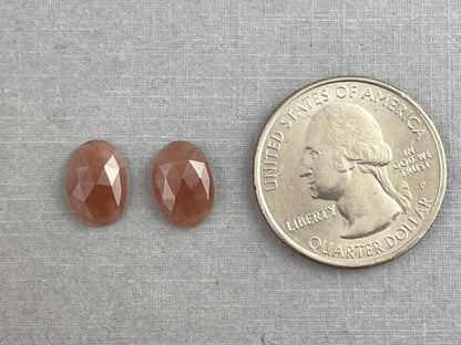 Peach Sapphire Rose Cut Pair | 11mm x 8mm | Natural Gemstones | SP542 - Gem Enthusiast