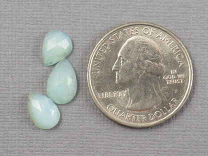 Peruvian Opal Rose Cut Pear | Andean opal | 8 - 10mm, 3mm depth, 3ct | 3 - Stone Lot | Peru | PO331 - Gem Enthusiast