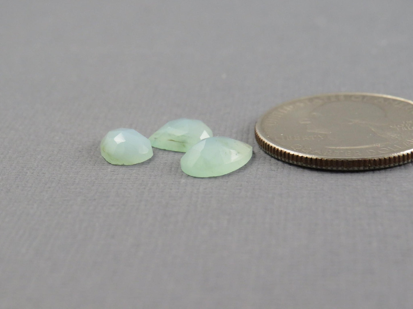 Peruvian Opal Rose Cut Pear | Andean opal | 8 - 10mm, 3mm depth, 3ct | 3 - Stone Lot | Peru | PO331 - Gem Enthusiast