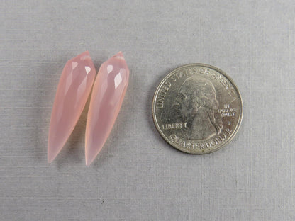 Pink Chalcedony Drops: Pair of Matched Beads B108 - Gem Enthusiast