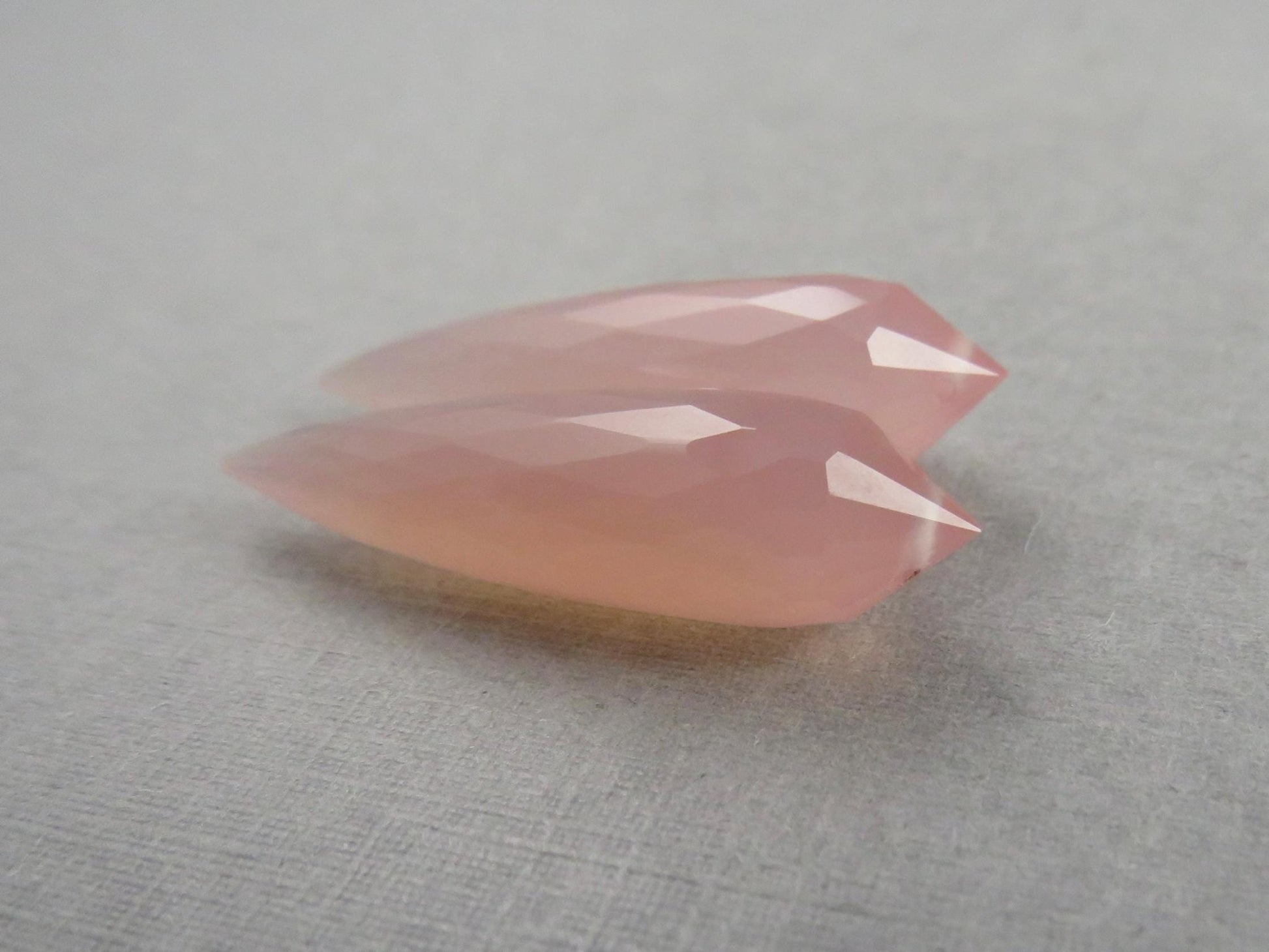 Pink Chalcedony Drops: Pair of Matched Beads B108 - Gem Enthusiast