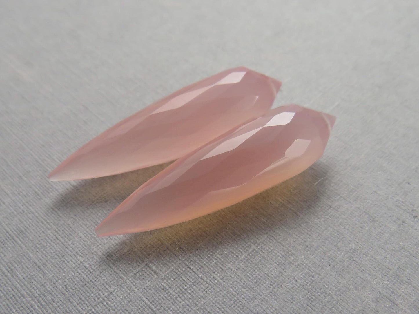 Pink Chalcedony Drops: Pair of Matched Beads B108 - Gem Enthusiast