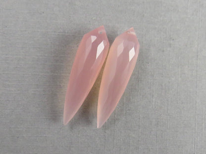 Pink Chalcedony Drops: Pair of Matched Beads B108 - Gem Enthusiast