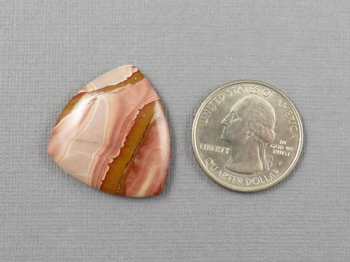 Pink Dead Camel Jasper Trillion Cabochon, Nevada Picture Jasper, 28x26mm | JS422 - Gem Enthusiast