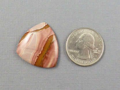 Pink Dead Camel Jasper Trillion Cabochon, Nevada Picture Jasper, 28x26mm | JS422 - Gem Enthusiast