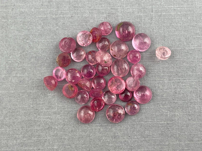 Pink Tourmaline Cabochon Lot | Small, Round 3.5mm - 5mm | 13 carats | TO222 - Gem Enthusiast