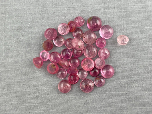 Pink Tourmaline Cabochon Lot | Small, Round 3.5mm - 5mm | 13 carats | TO222 - Gem Enthusiast