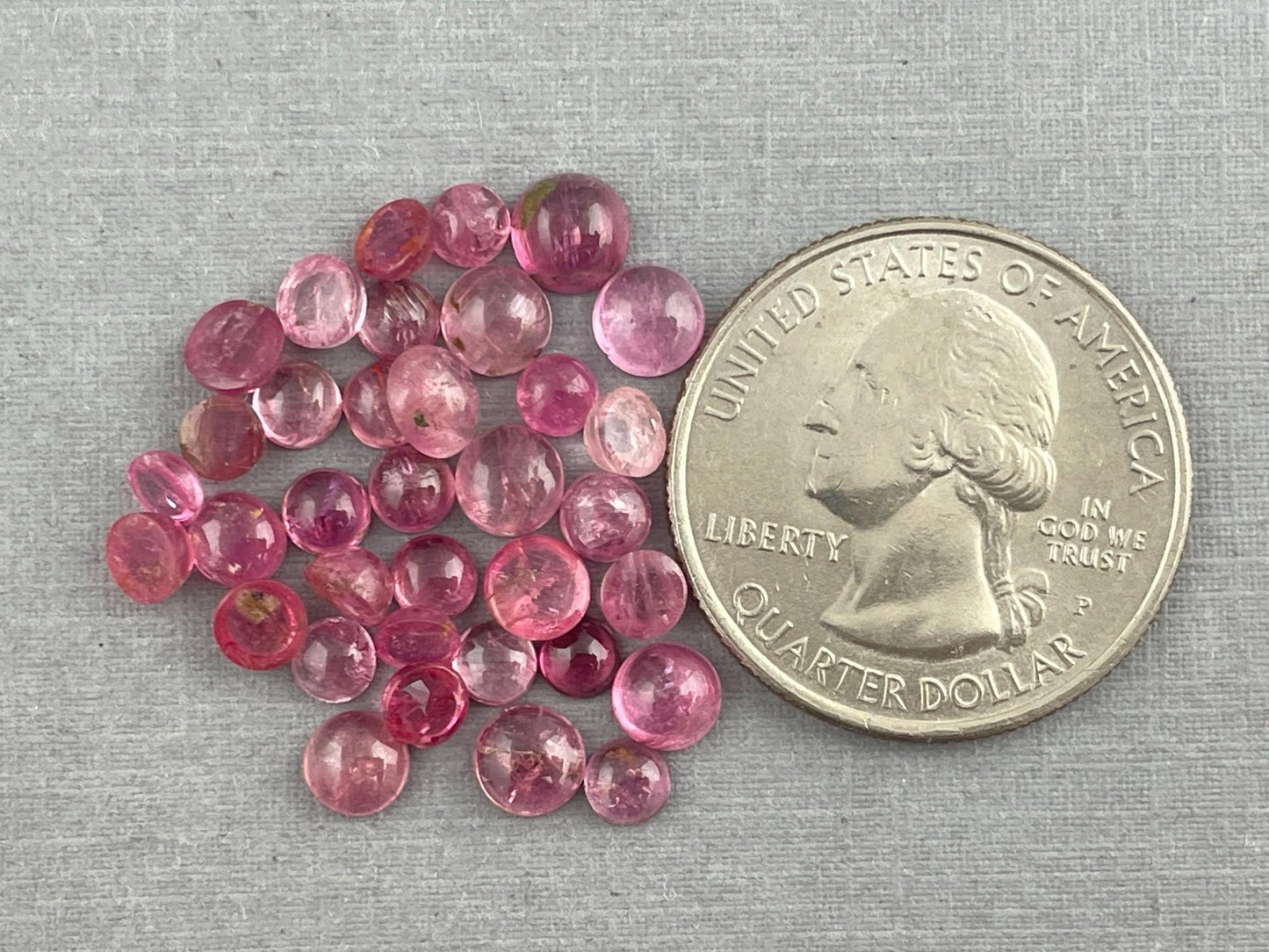Pink Tourmaline Cabochon Lot | Small, Round 3.5mm - 5mm | 13 carats | TO222 - Gem Enthusiast