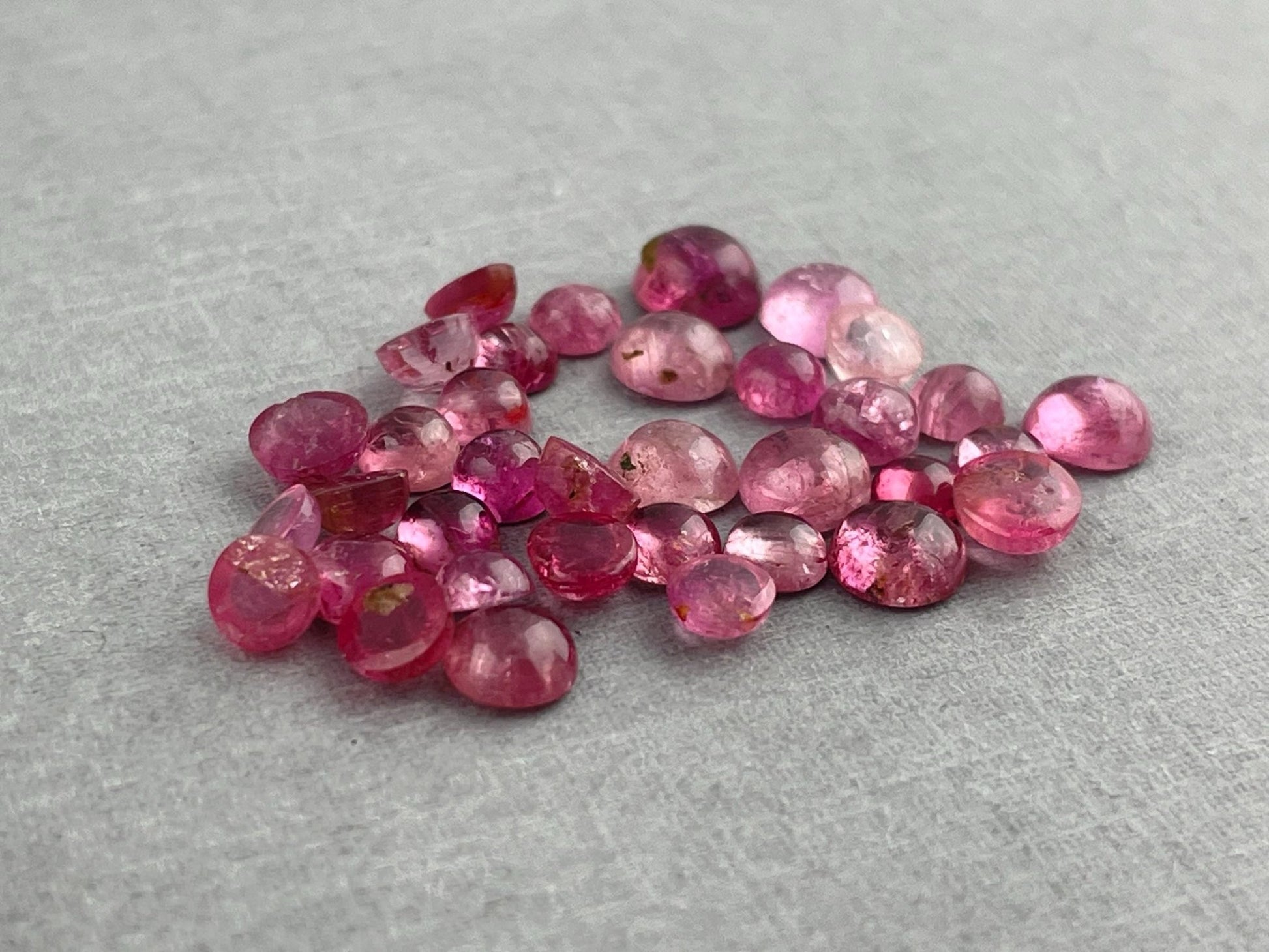 Pink Tourmaline Cabochon Lot | Small, Round 3.5mm - 5mm | 13 carats | TO222 - Gem Enthusiast