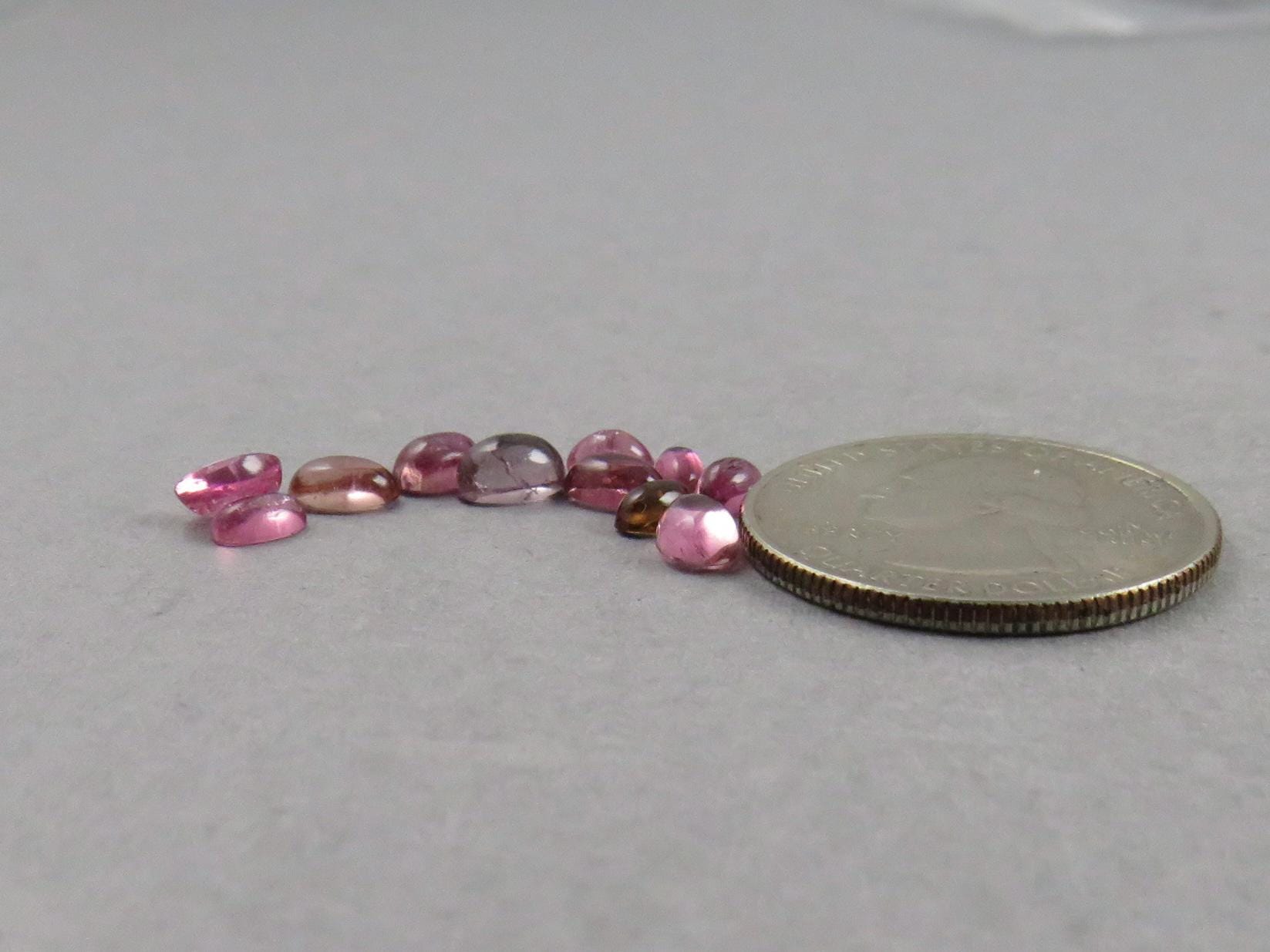 Pink Tourmaline Oval Cabochons | 5x3 and 6x4 mm | TO450 - Gem Enthusiast