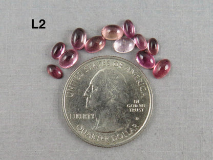Pink Tourmaline Oval Cabochons | 5x3 and 6x4 mm | TO450 - Gem Enthusiast