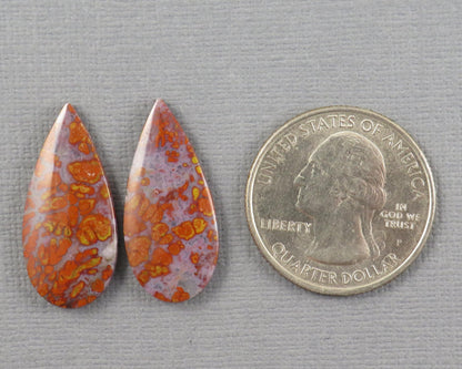 Plume Agate Cabochon Pear | 26mm, avg 17.50ct | Per Pair | Indonesia | AG382 - Gem Enthusiast