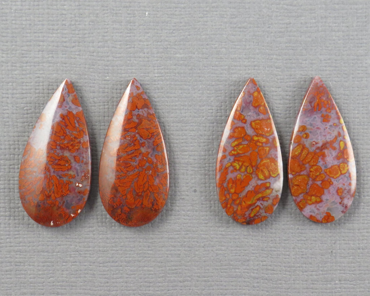 Plume Agate Cabochon Pear | 26mm, avg 17.50ct | Per Pair | Indonesia | AG382 - Gem Enthusiast