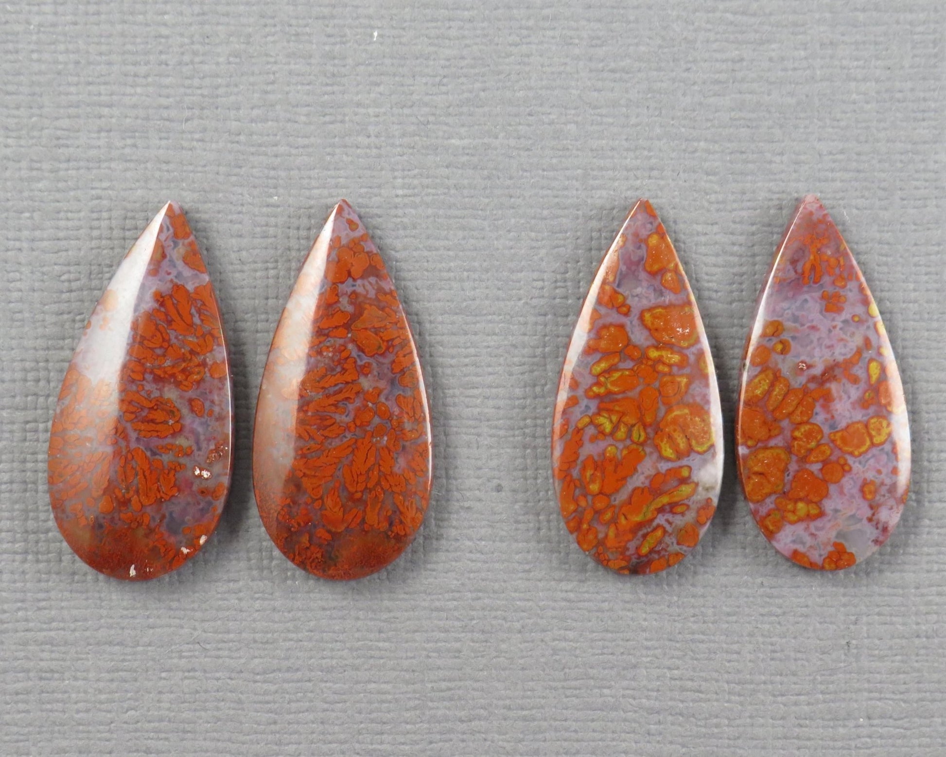 Plume Agate Cabochon Pear | 26mm, avg 17.50ct | Per Pair | Indonesia | AG382 - Gem Enthusiast