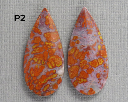 Plume Agate Cabochon Pear | 26mm, avg 17.50ct | Per Pair | Indonesia | AG382 - Gem Enthusiast