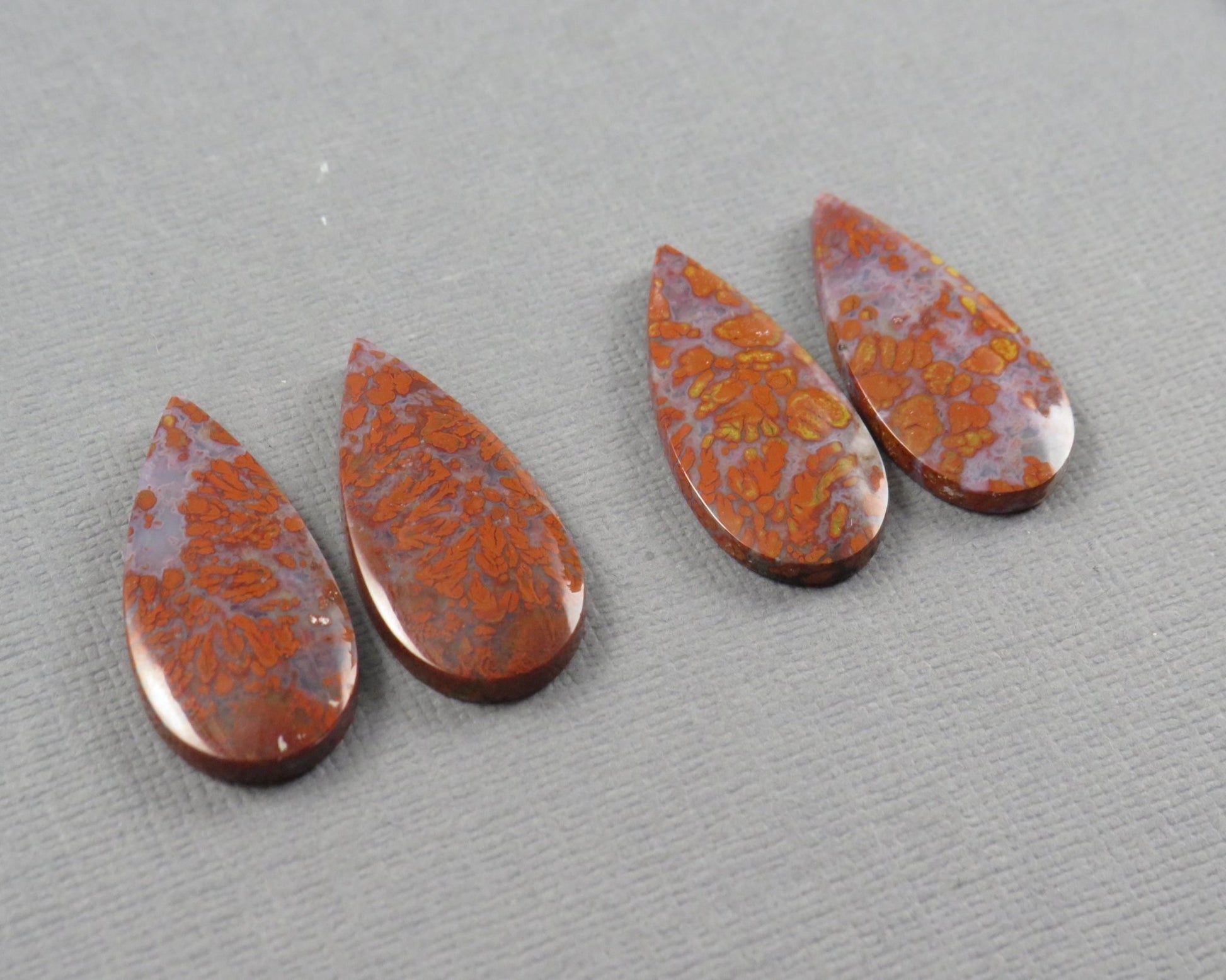 Plume Agate Cabochon Pear | 26mm, avg 17.50ct | Per Pair | Indonesia | AG382 - Gem Enthusiast