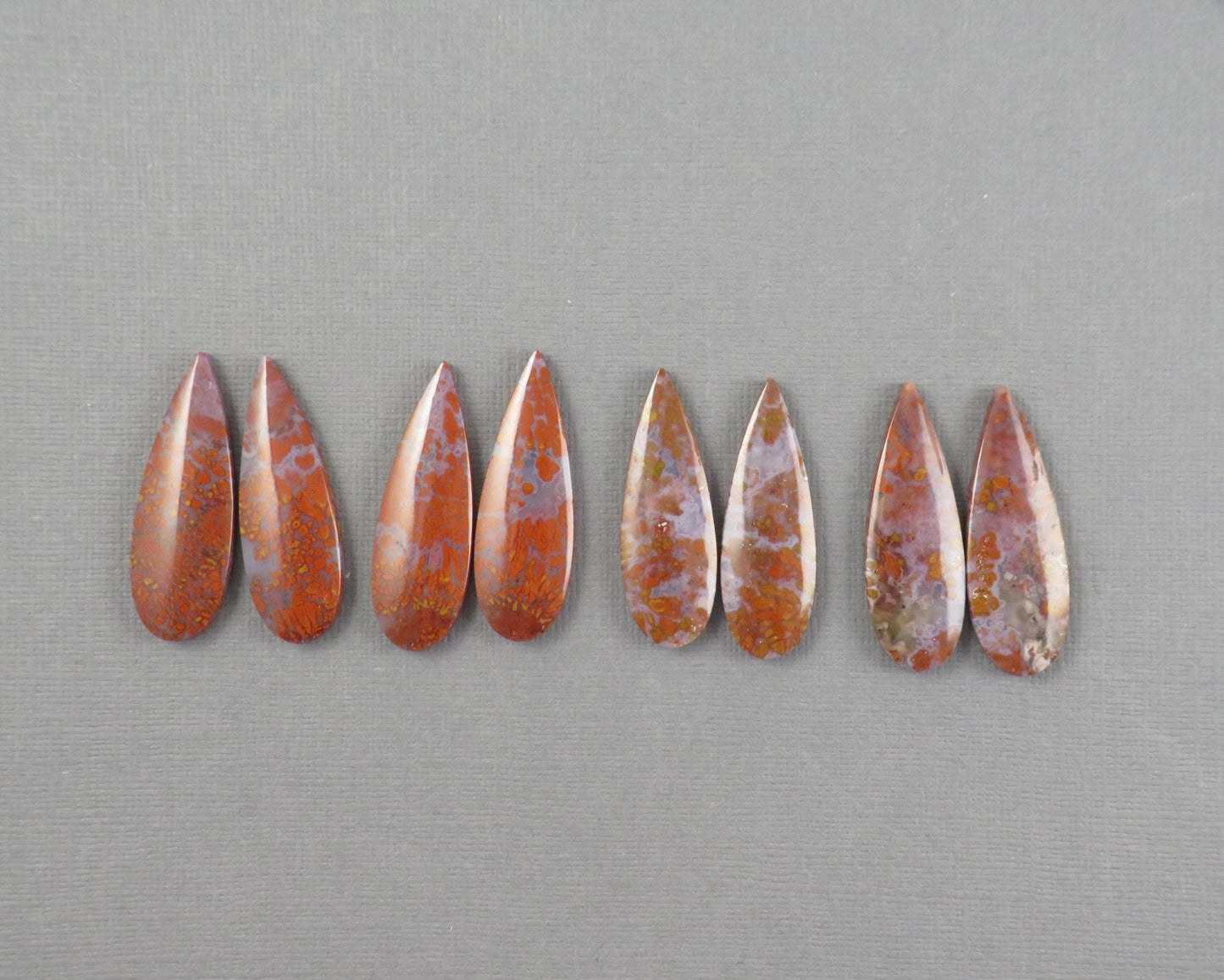 Plume Agate Pear Cabochon Pairs | 35mm, avg 25ct | Sold Per Pair | Indonesia | AG385 - Gem Enthusiast