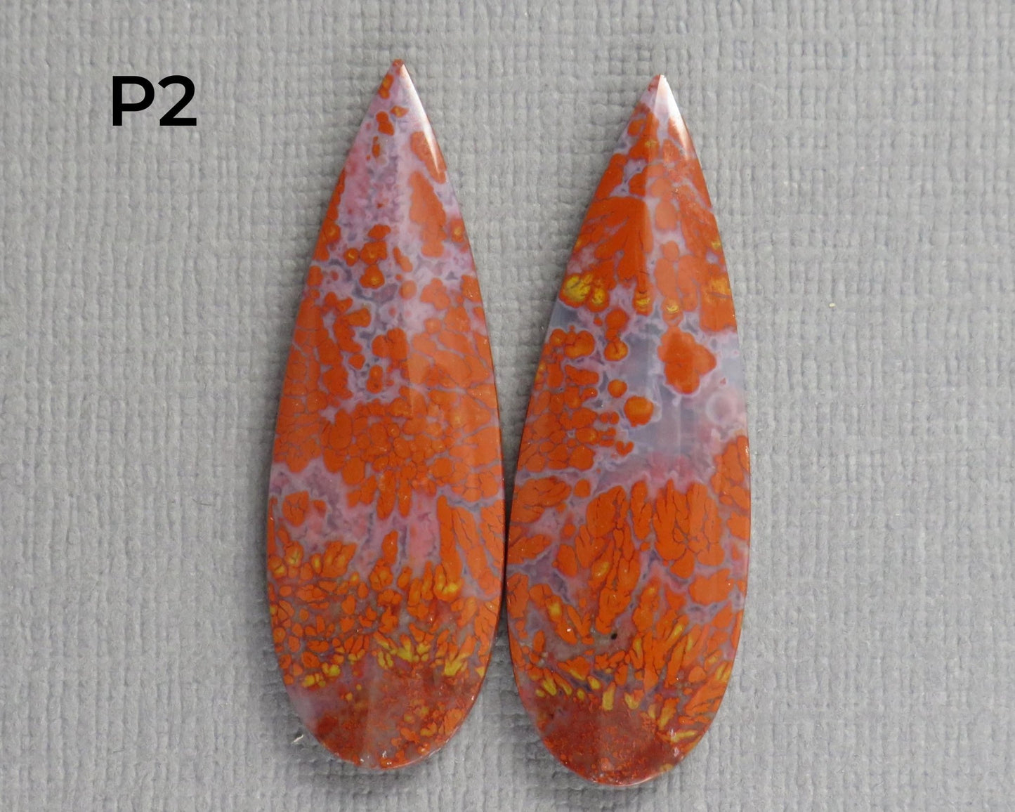 Plume Agate Pear Cabochon Pairs | 35mm, avg 25ct | Sold Per Pair | Indonesia | AG385 - Gem Enthusiast
