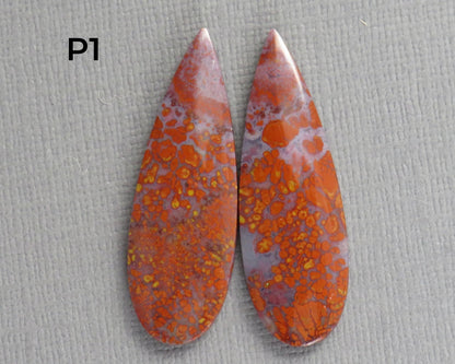 Plume Agate Pear Cabochon Pairs | 35mm, avg 25ct | Sold Per Pair | Indonesia | AG385 - Gem Enthusiast