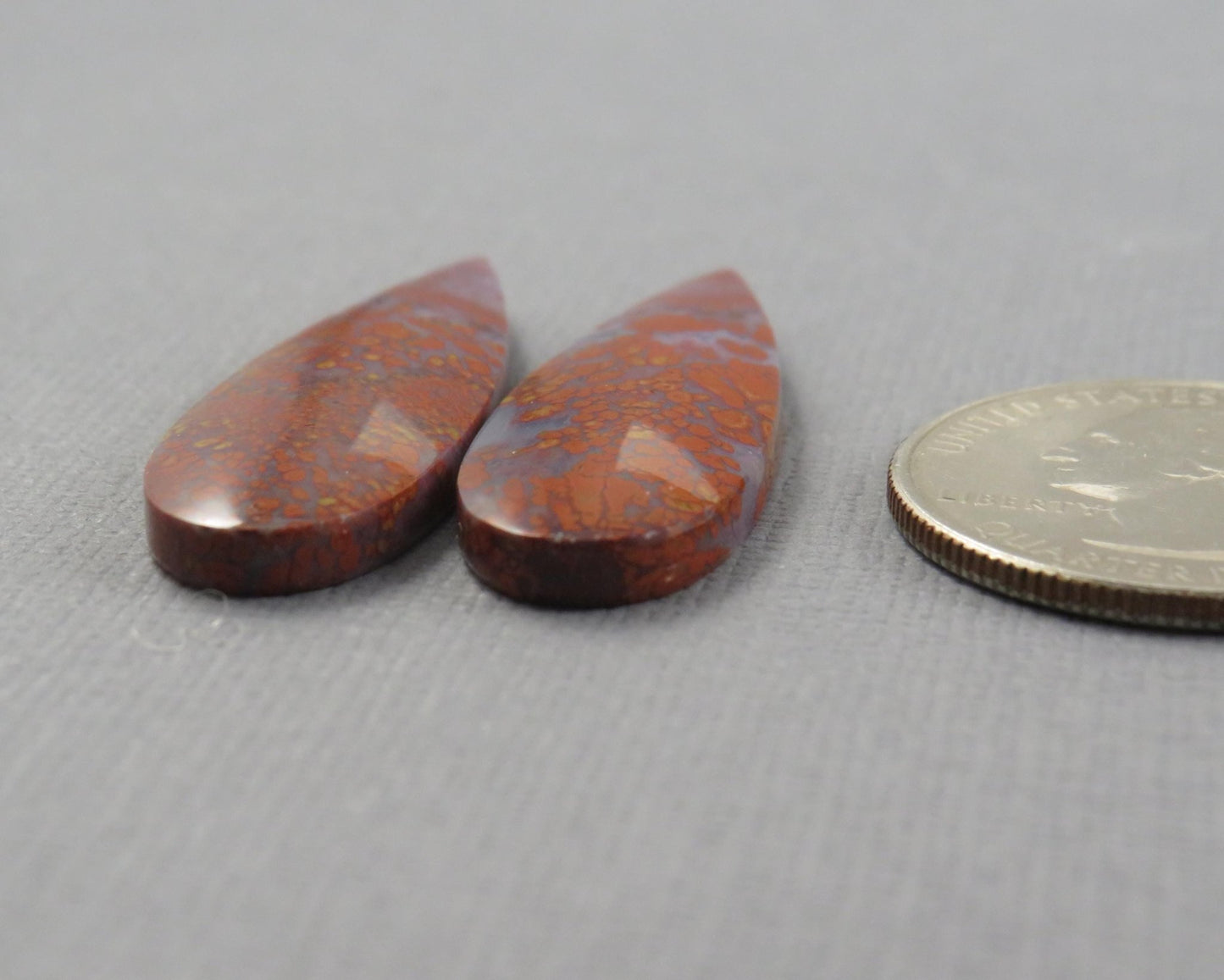 Plume Agate Pear Cabochon Pairs | 35mm, avg 25ct | Sold Per Pair | Indonesia | AG385 - Gem Enthusiast