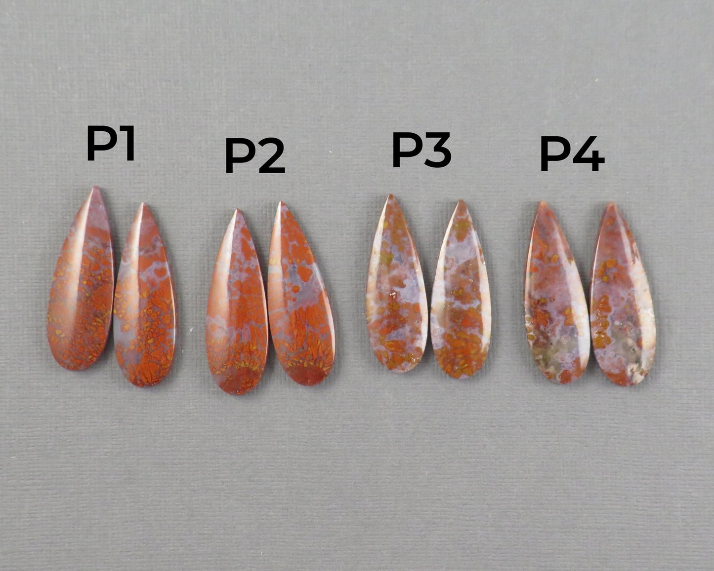Plume Agate Pear Cabochon Pairs | 35mm, avg 25ct | Sold Per Pair | Indonesia | AG385 - Gem Enthusiast