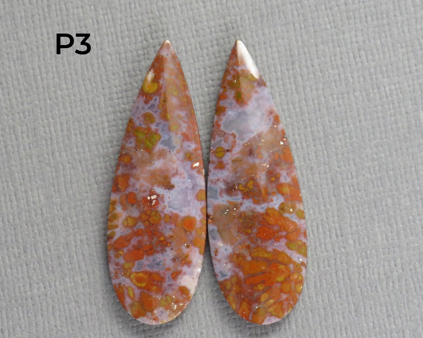 Plume Agate Pear Cabochon Pairs | 35mm, avg 25ct | Sold Per Pair | Indonesia | AG385 - Gem Enthusiast