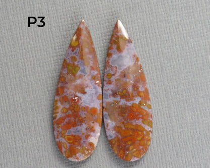 Plume Agate Pear Cabochon Pairs | 35mm, avg 25ct | Sold Per Pair | Indonesia | AG385 - Gem Enthusiast