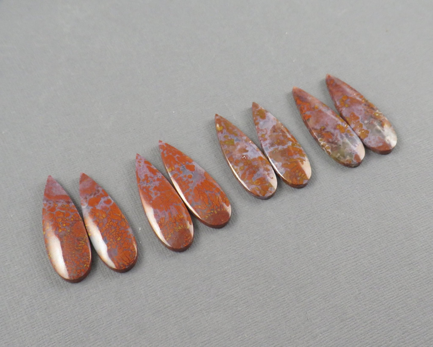 Plume Agate Pear Cabochon Pairs | 35mm, avg 25ct | Sold Per Pair | Indonesia | AG385 - Gem Enthusiast