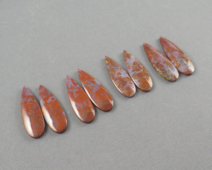 Plume Agate Pear Cabochon Pairs | 35mm, avg 25ct | Sold Per Pair | Indonesia | AG385 - Gem Enthusiast