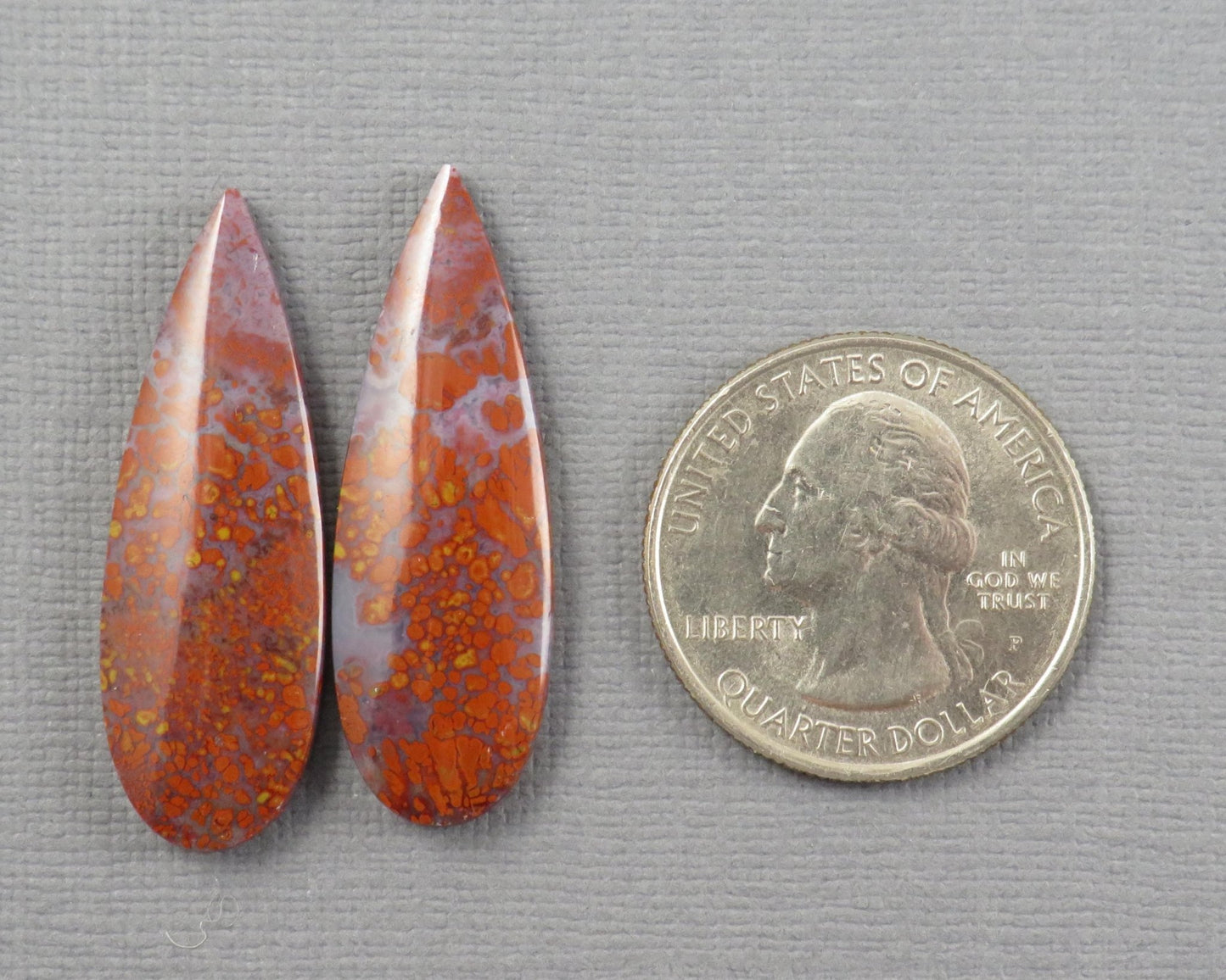 Plume Agate Pear Cabochon Pairs | 35mm, avg 25ct | Sold Per Pair | Indonesia | AG385 - Gem Enthusiast