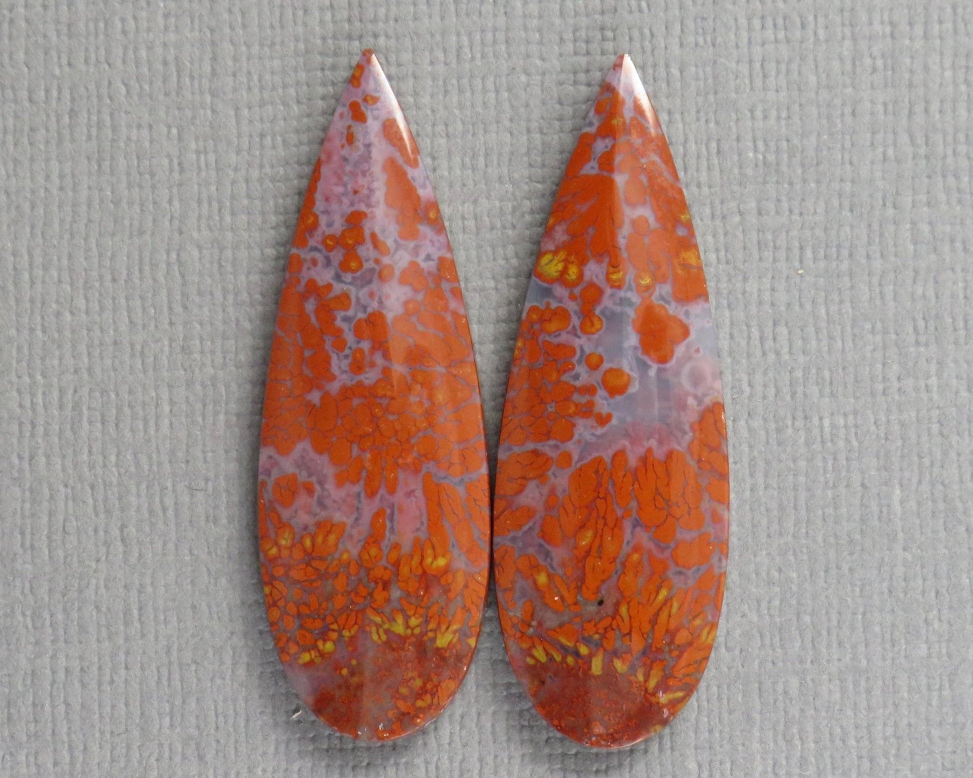 Plume Agate Pear Cabochon Pairs | 35mm, avg 25ct | Sold Per Pair | Indonesia | AG385 - Gem Enthusiast