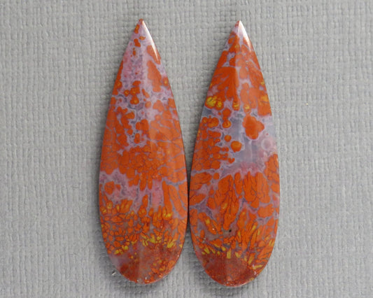 Plume Agate Pear Cabochon Pairs | 35mm, avg 25ct | Sold Per Pair | Indonesia | AG385 - Gem Enthusiast