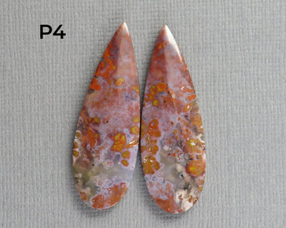 Plume Agate Pear Cabochon Pairs | 35mm, avg 25ct | Sold Per Pair | Indonesia | AG385 - Gem Enthusiast