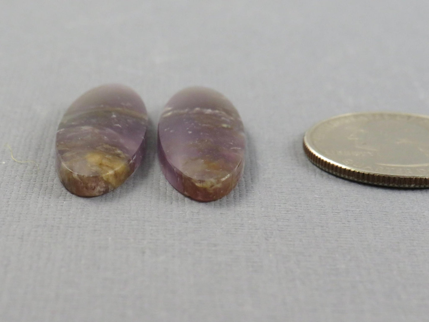 Purple Chalcedony Cabochon Oval Pair | 35x11.5mm, 29.1ct | Indonesia | CA350 - Gem Enthusiast
