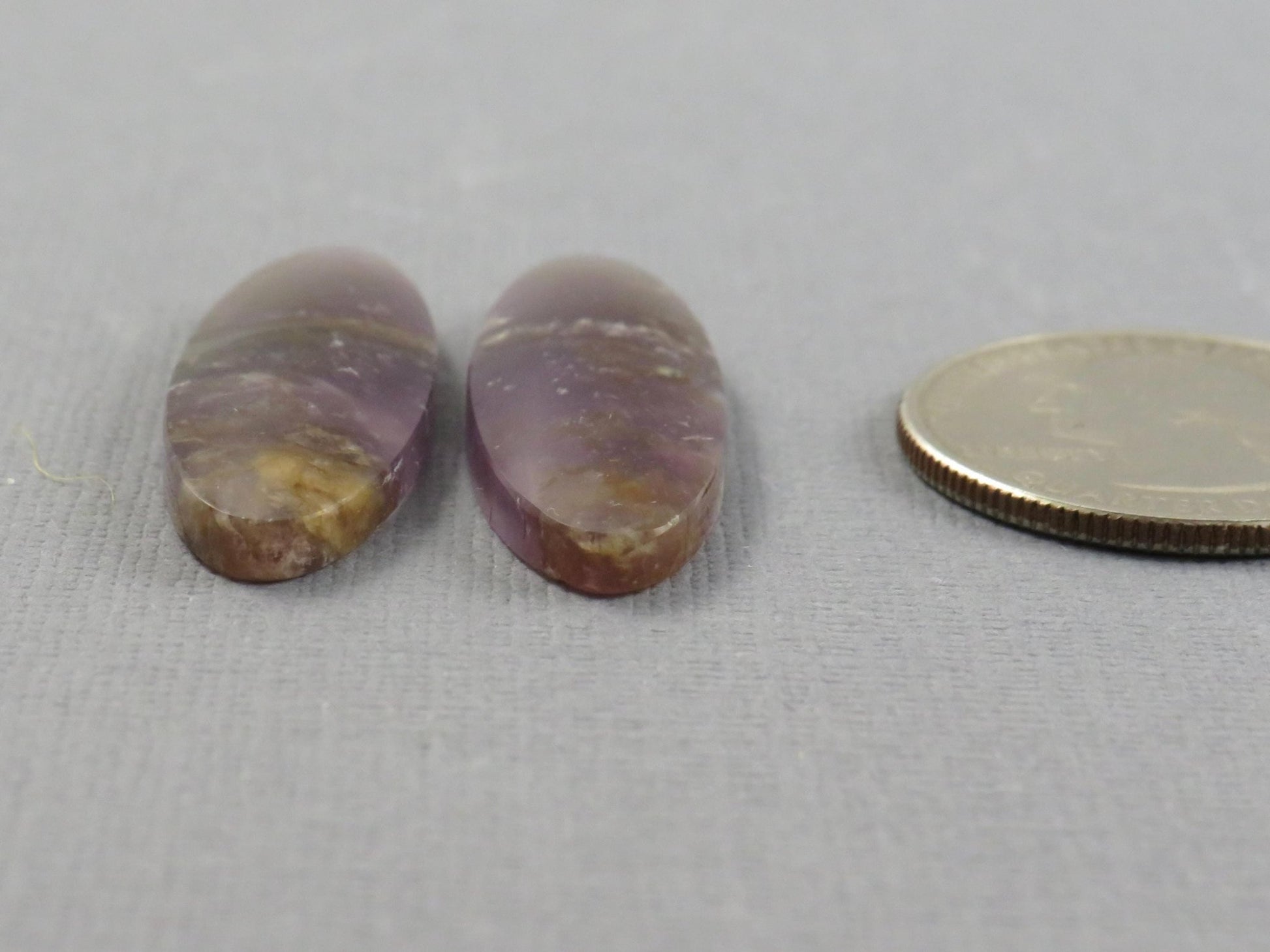 Purple Chalcedony Cabochon Oval Pair | 35x11.5mm, 29.1ct | Indonesia | CA350 - Gem Enthusiast