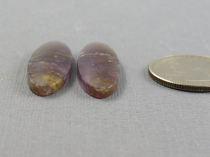 Purple Chalcedony Cabochon Oval Pair | 35x11.5mm, 29.1ct | Indonesia | CA350 - Gem Enthusiast