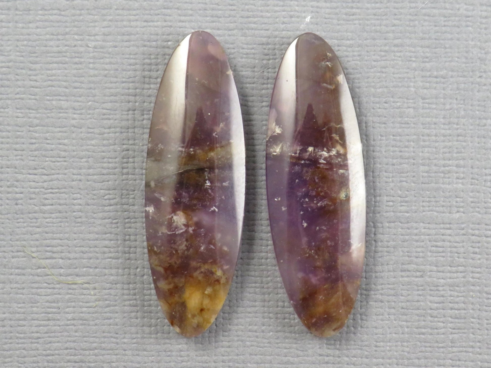 Purple Chalcedony Cabochon Oval Pair | 35x11.5mm, 29.1ct | Indonesia | CA350 - Gem Enthusiast