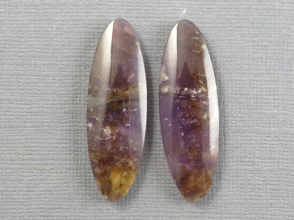 Purple Chalcedony Cabochon Oval Pair | 35x11.5mm, 29.1ct | Indonesia | CA350 - Gem Enthusiast