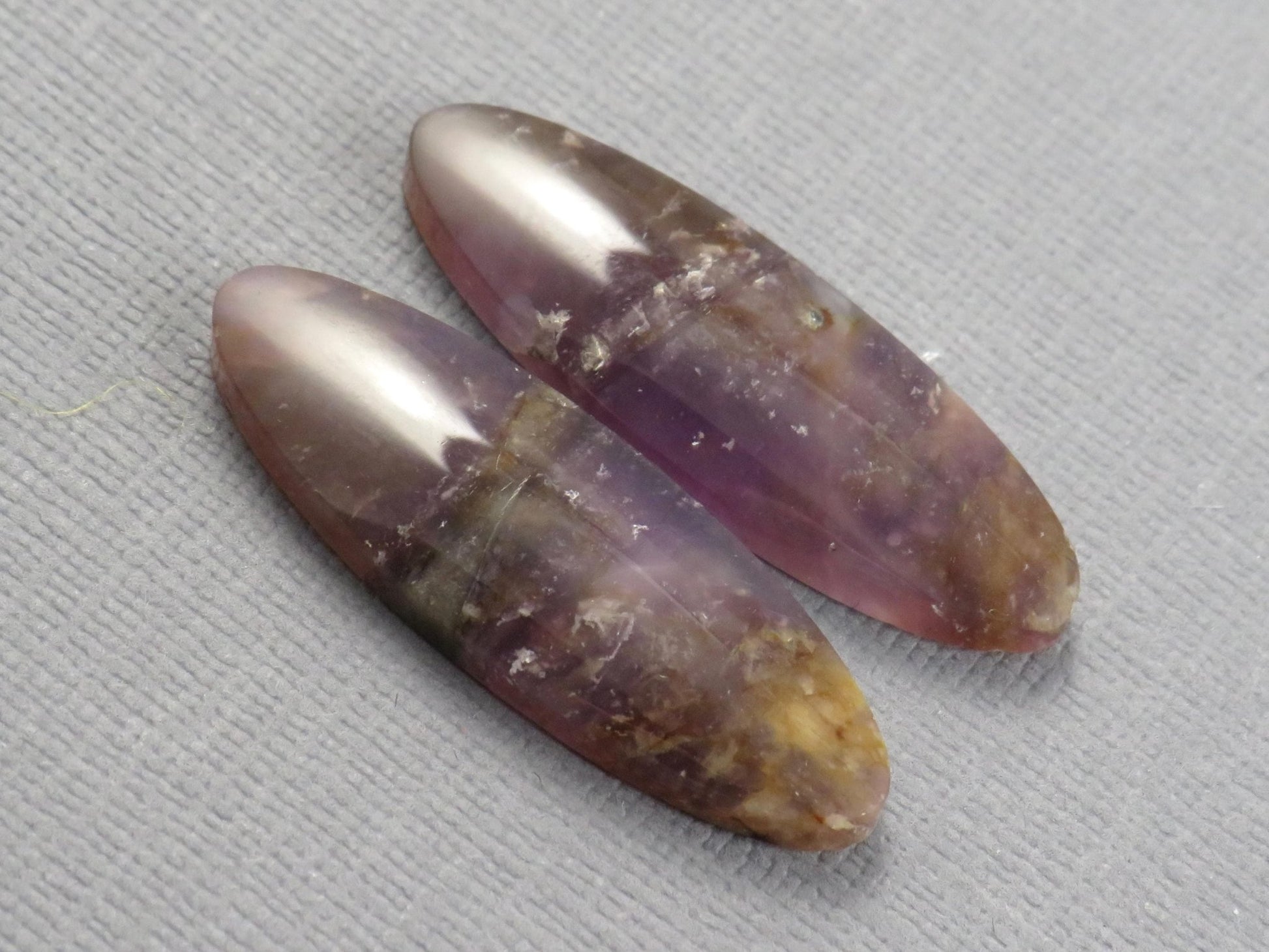 Purple Chalcedony Cabochon Oval Pair | 35x11.5mm, 29.1ct | Indonesia | CA350 - Gem Enthusiast
