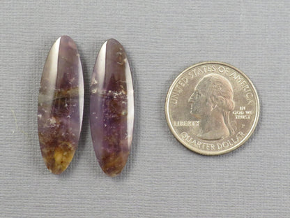 Purple Chalcedony Cabochon Oval Pair | 35x11.5mm, 29.1ct | Indonesia | CA350 - Gem Enthusiast