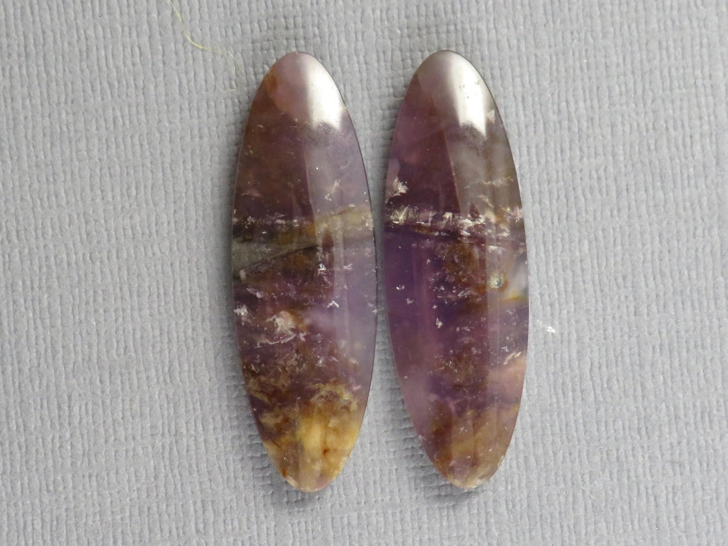 Purple Chalcedony Cabochon Oval Pair | 35x11.5mm, 29.1ct | Indonesia | CA350 - Gem Enthusiast