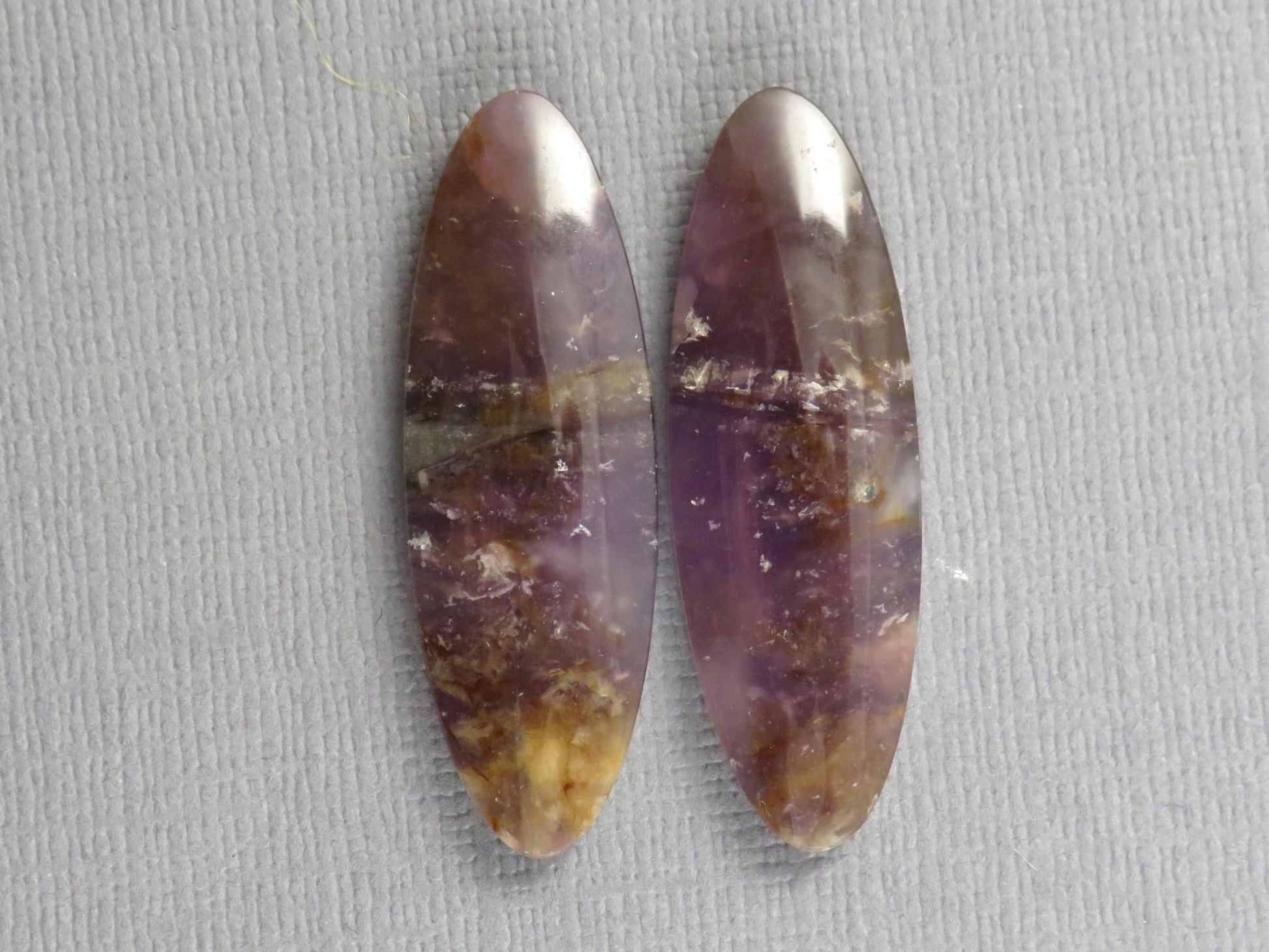 Purple Chalcedony Cabochon Oval Pair | 35x11.5mm, 29.1ct | Indonesia | CA350 - Gem Enthusiast
