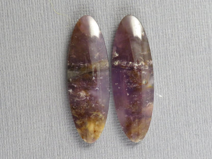 Purple Chalcedony Cabochon Oval Pair | 35x11.5mm, 29.1ct | Indonesia | CA350 - Gem Enthusiast
