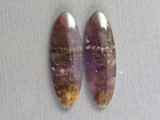 Purple Chalcedony Cabochon Oval Pair | 35x11.5mm, 29.1ct | Indonesia | CA350 - Gem Enthusiast