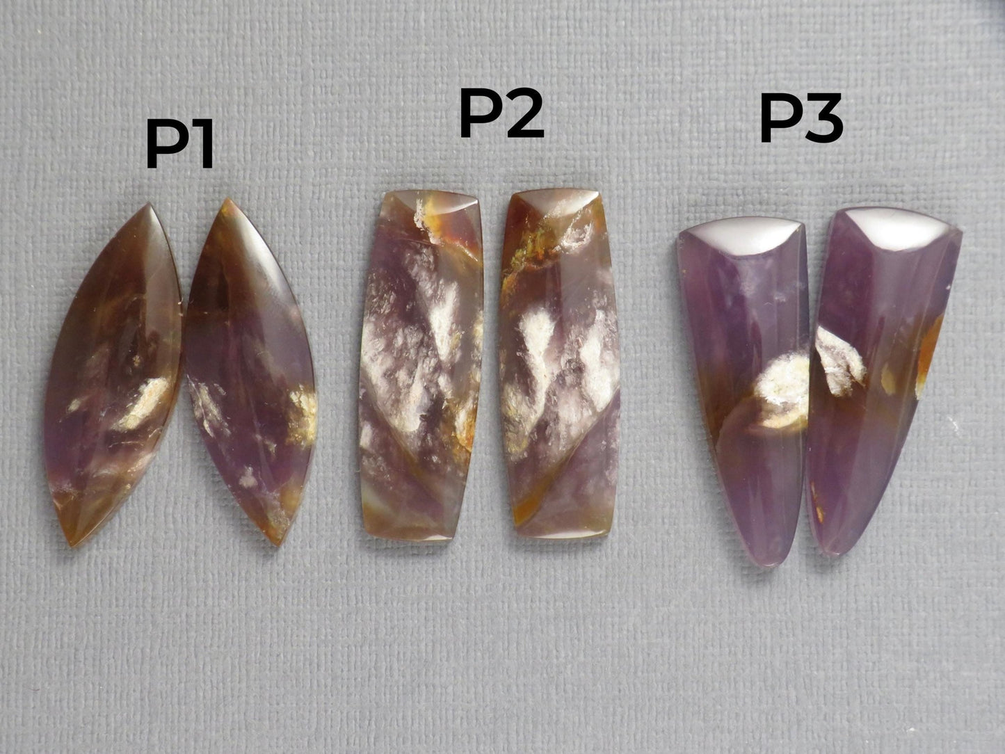 Purple Sage Chalcedony Cabochon Pairs | 35mm, avg 30ct | Sold Per Pair | Indonesia | CA355 - Gem Enthusiast