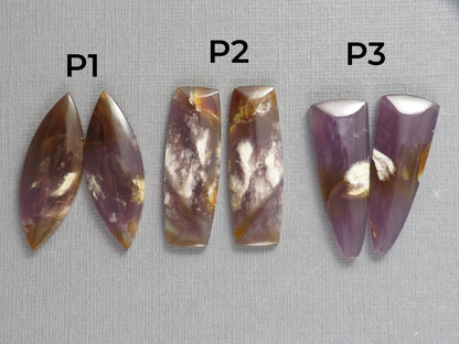 Purple Sage Chalcedony Cabochon Pairs | 35mm, avg 30ct | Sold Per Pair | Indonesia | CA355 - Gem Enthusiast