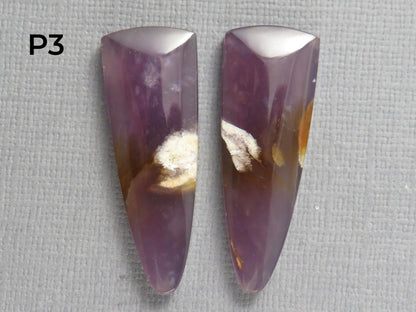 Purple Sage Chalcedony Cabochon Pairs | 35mm, avg 30ct | Sold Per Pair | Indonesia | CA355 - Gem Enthusiast