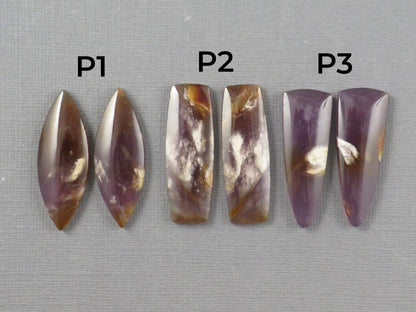 Purple Sage Chalcedony Cabochon Pairs | 35mm, avg 30ct | Sold Per Pair | Indonesia | CA355 - Gem Enthusiast