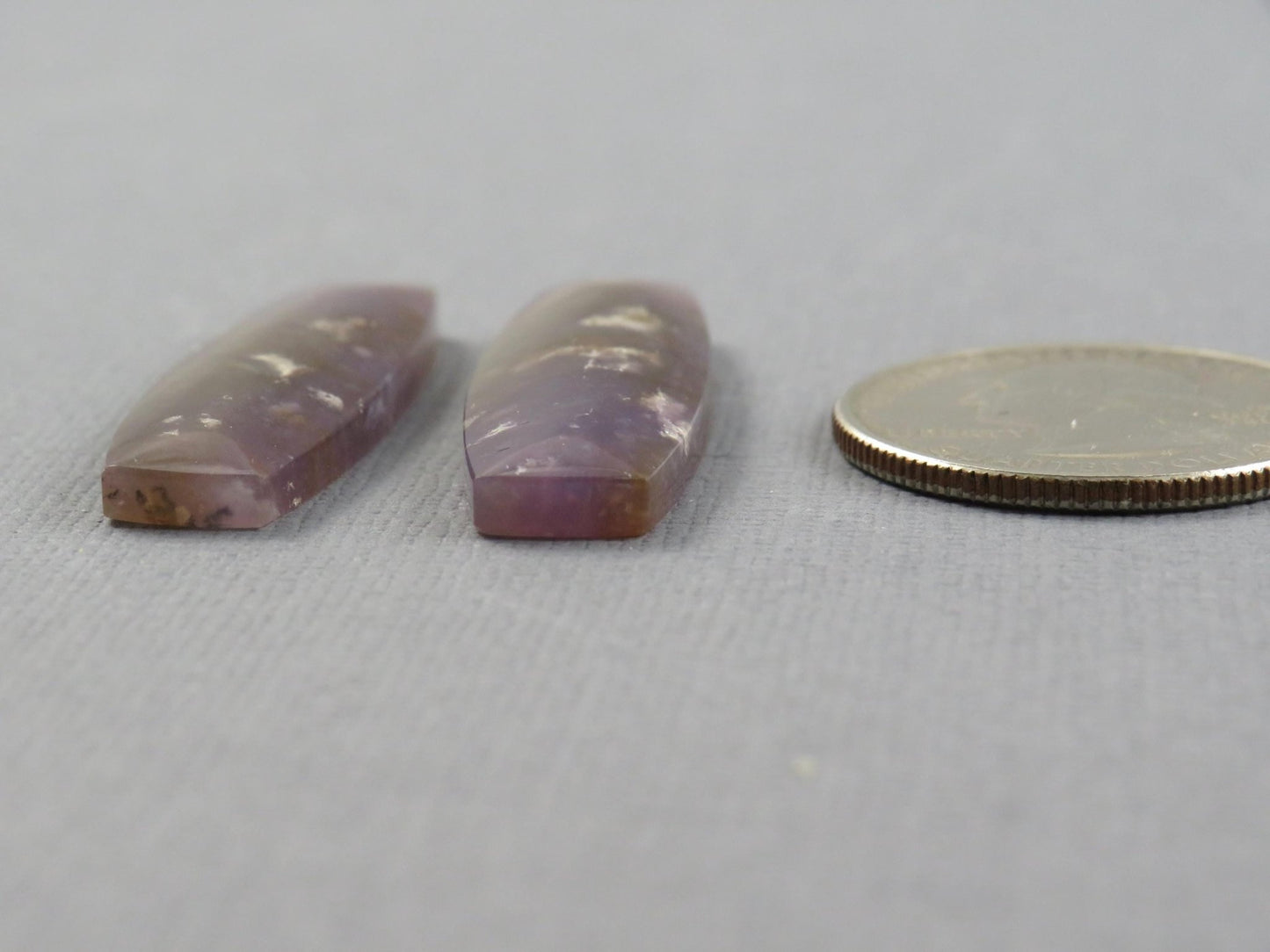 Purple Sage Chalcedony Cabochon Rectangle | Purple Sage Agate | 35.5x11.5mm, 31.2ct | Per Pair | Indonesia | CA351 - Gem Enthusiast