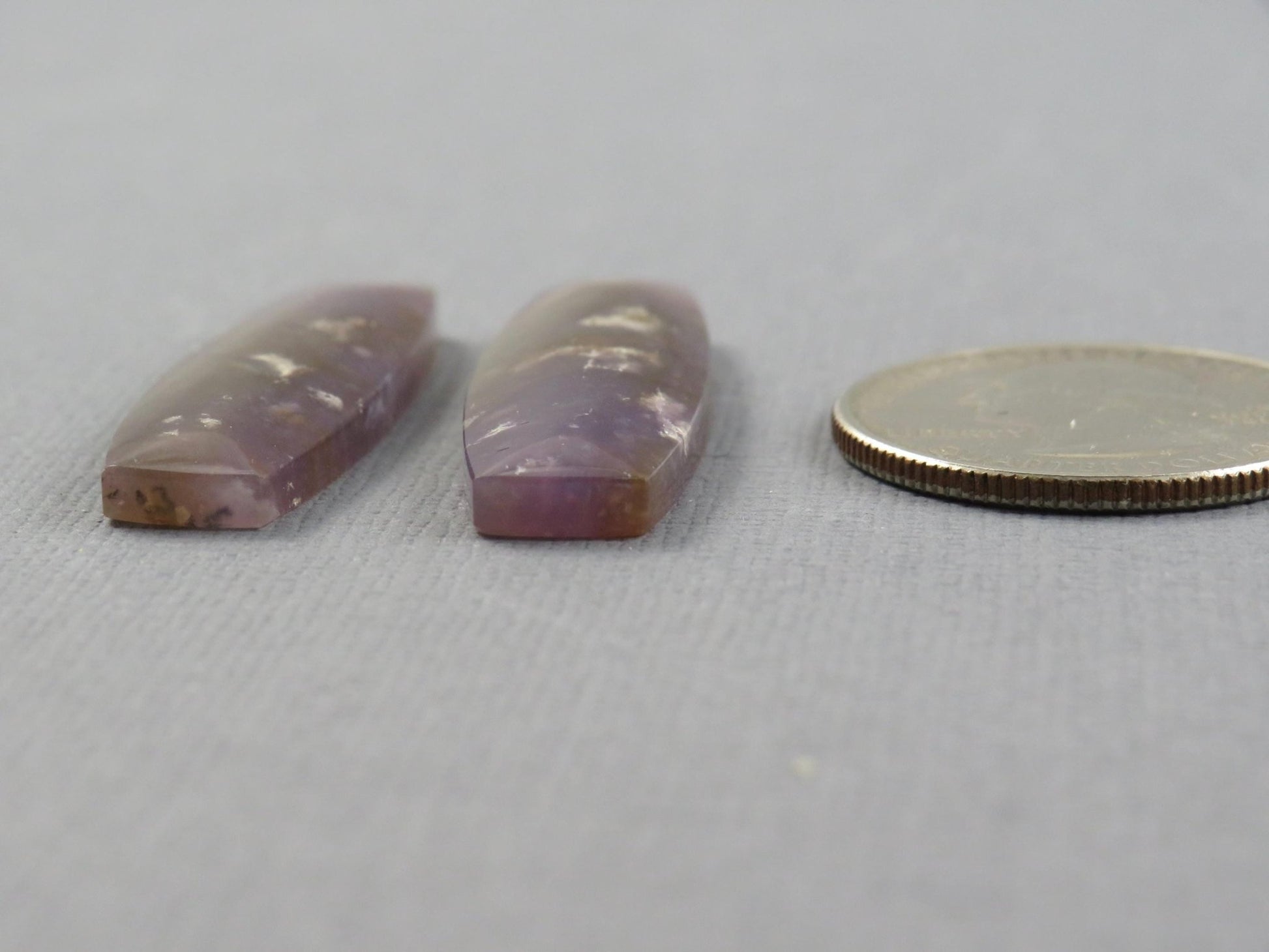 Purple Sage Chalcedony Cabochon Rectangle | Purple Sage Agate | 35.5x11.5mm, 31.2ct | Per Pair | Indonesia | CA351 - Gem Enthusiast